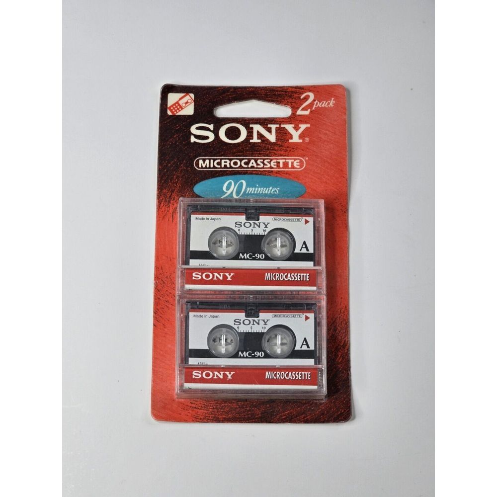 NOS Vintage Sony 90-min Microcassette 2-Pack New in Original Packaging Tapes‎